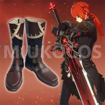 Game Genshin Impact Red Dead of Night Diluc Cosplay Long Boots Cosplay Shoes - Cosplay Shoes Boots