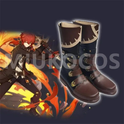Game Genshin Impact Red Dead of Night Diluc Cosplay Long Boots Cosplay Shoes - Cosplay Shoes Boots