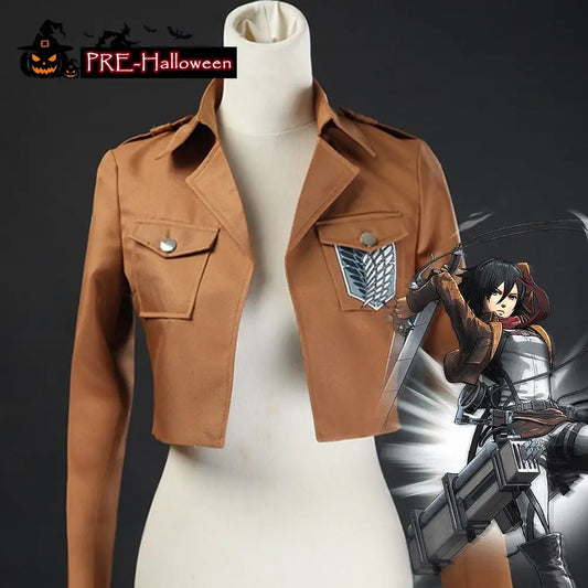 【In Stock】Anime Attack On Titan Cosplay Survey Corps Leather Suit Jacket Cosplay Costume - Cosplay Costumes