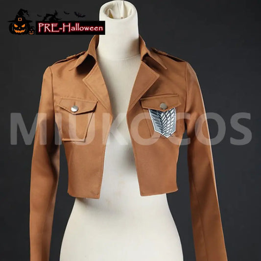 【In Stock】Anime Attack On Titan Cosplay Survey Corps Leather Suit Jacket Cosplay Costume - Cosplay Costumes