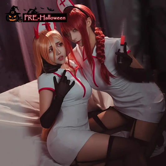 【In Stock】Anime Chainsaw Man Cosplay The Nurse Outfit Makima Cosplay Costume - Cosplay Costumes