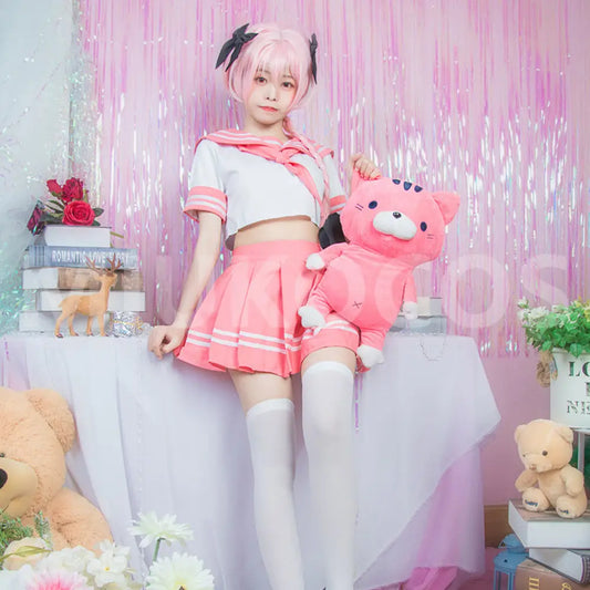 【In Stock】Anime Fate/Apocrypha Cosplay Astolfo JK Pink School Uniform Cosplay Costume - Cosplay Costumes