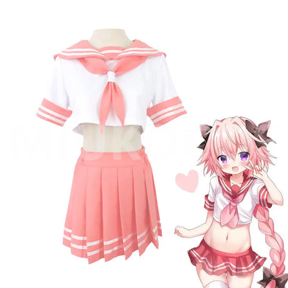 【In Stock】Anime Fate/Apocrypha Cosplay Astolfo JK Pink School Uniform Cosplay Costume - Cosplay Costumes