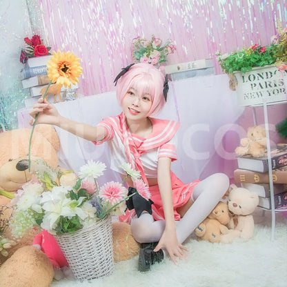 【In Stock】Anime Fate/Apocrypha Cosplay Astolfo JK Pink School Uniform Cosplay Costume - Cosplay Costumes