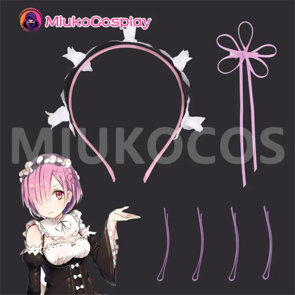 【In Stock】Anime Re: Zero - Starting Life in Another World Cosplay Rame Pink Short Bob Cosplay Wig Rem Blue Short Bob