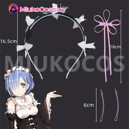 【In Stock】Anime Re: Zero - Starting Life in Another World Cosplay Rame Pink Short Bob Cosplay Wig Rem Blue Short Bob
