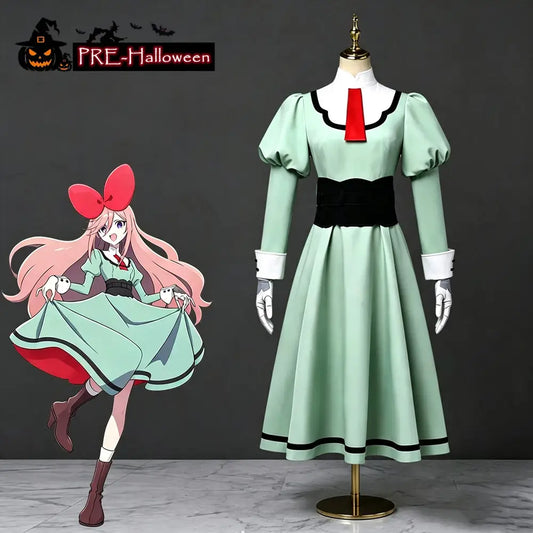 【In Stock】Anime The Ribbon Hero Cosplay Sapphire Daily Wear Green Dress Cosplay Costume Plus Size - Cosplay Costumes