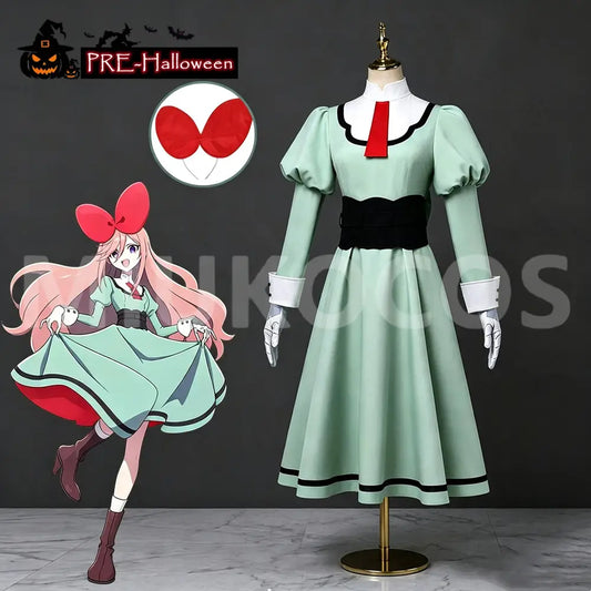 【In Stock】Anime The Ribbon Hero Cosplay Sapphire Daily Wear Green Dress Cosplay Costume Plus Size - Cosplay Costumes